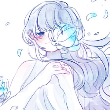 青い花と少女