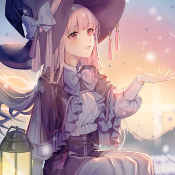 夕日の雪