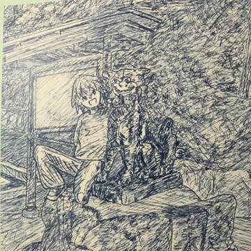 コマ犬と男の子
