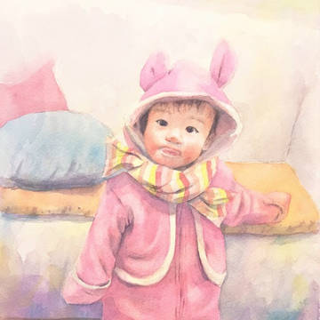透明水彩画「うちの子がウサギだった頃」
