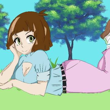 Anime girl in the wood