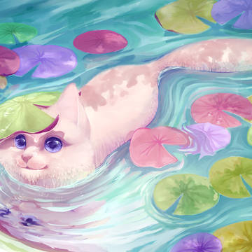 Swimming with lily pads