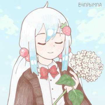 A girl with hydrangea