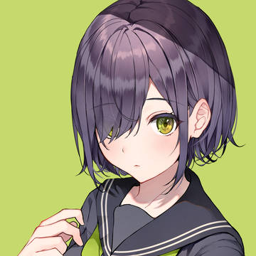 片目隠れ。