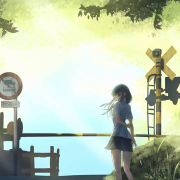 森の中の踏切