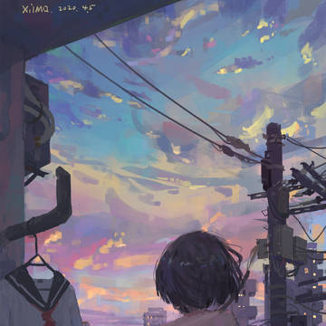 晚霞烟埃