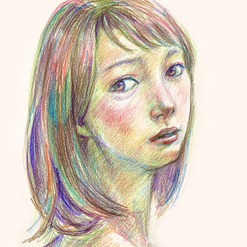 イラスト 「振り返る女性」