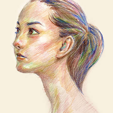 イラスト 「見上げる女性」