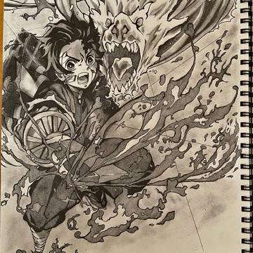 竈門炭治郎　模写　　完成までの流れ
