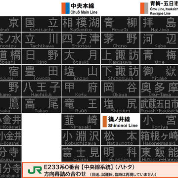 E233系0番台（八トタ）方向幕再現