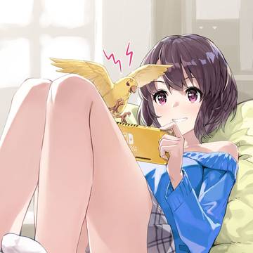 ゲーム機に嫉妬するインコ