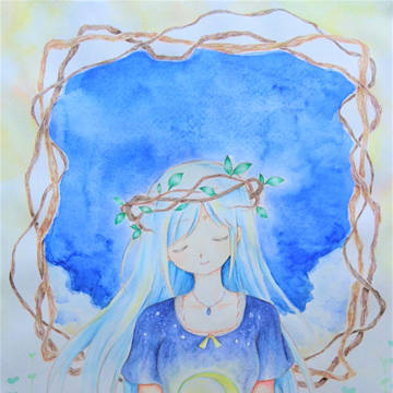 色鉛筆と水彩で
