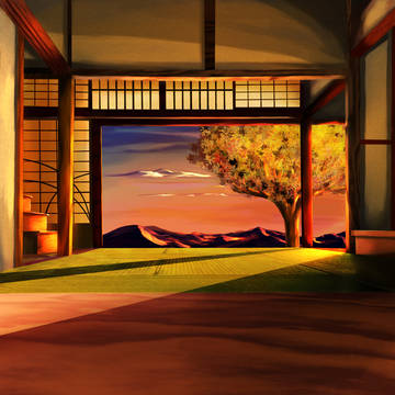 【フリー素材】夕暮れの和室