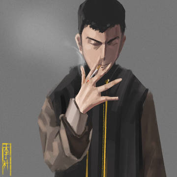 短发抽烟男孩