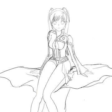 きのこらしきものに座るリナリー (下書き)