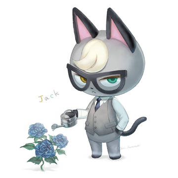 青薔薇とねこ紳士