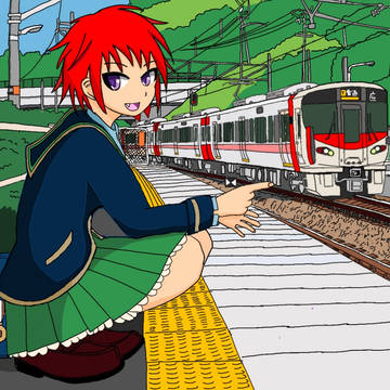 朝、駅で