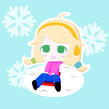 ソリで滑るこずえちゃん