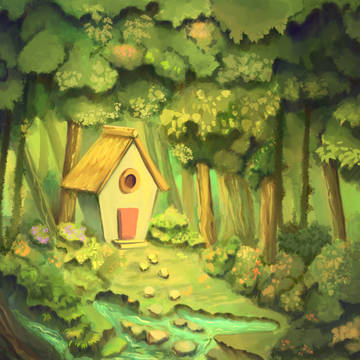 hut in a forest