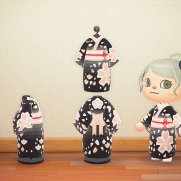 着物　黒桜舞