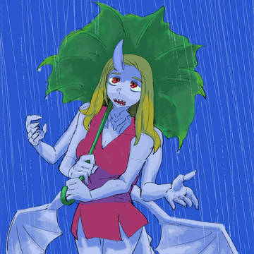 青肌多腕ギザ歯腰羽の雨女