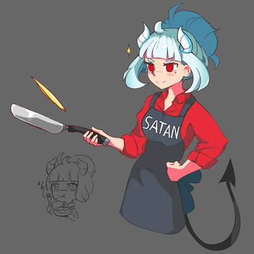 Lucifer flipping some pancakes
