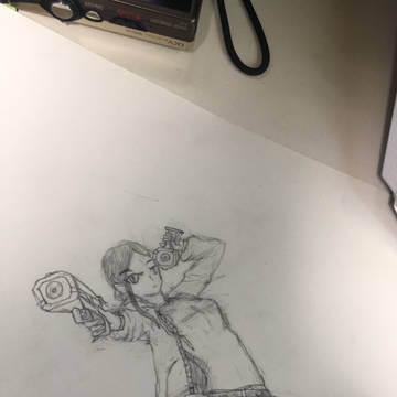 鉛筆手書き女性