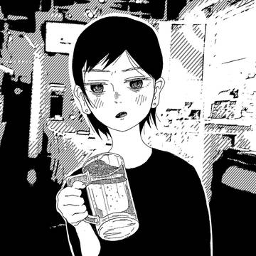 結構飲むショートのお姉さん