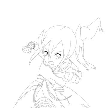 結城友奈落書き(線画、影なし、影あり)
