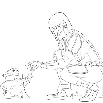 Mando and baby Yoda