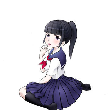 ぺたん座りで上目遣いする清楚な女子高生