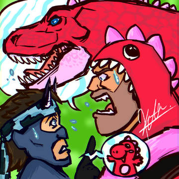 Pink image of a dinosaur