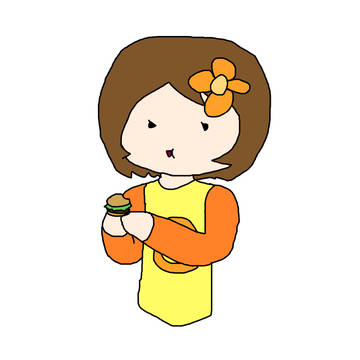 chie eats a smol borgor