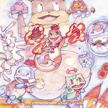 はたらくポケモン！（色鉛筆で）