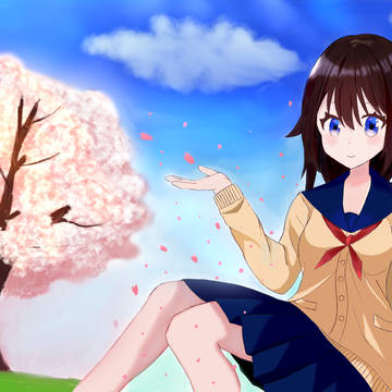 桜と女の子