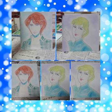 似顔絵 3作品 パステルアート