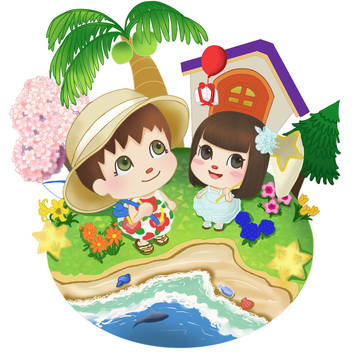 母と遊んでいますどうぶつの森