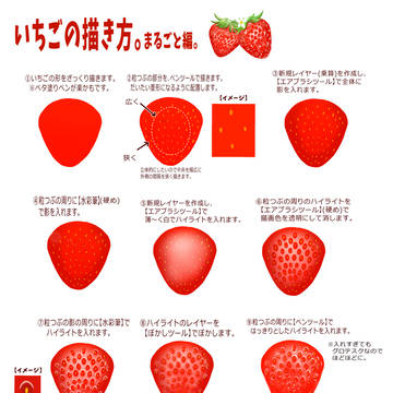 いちごの描き方。