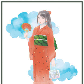 西瓜の夏着物