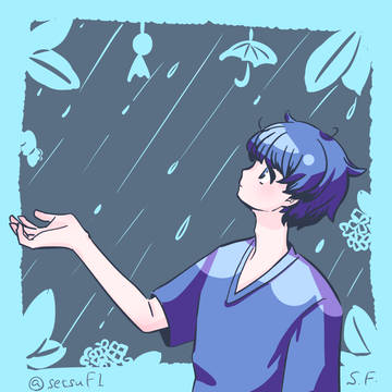 雨を感じる少年
