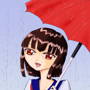 赤い傘さした女の子