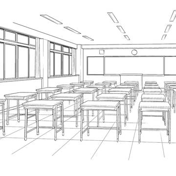 漫画背景素材　学校　教室