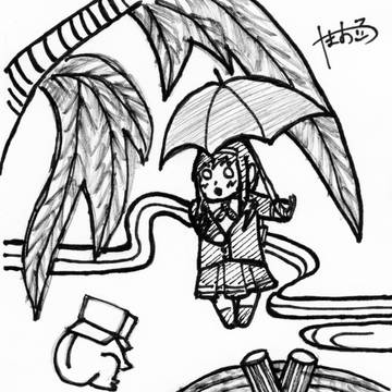 柳にカエル