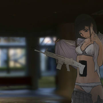 お腹に銃をひめる女の子