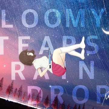 八月雨の中少女