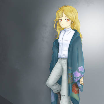 壁によりかかる少女