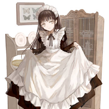 黒髪メイドのカーテシー