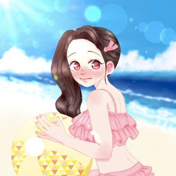 ビーチボールとねずこちゃん