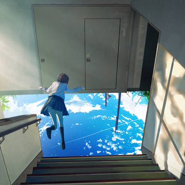 階段にて