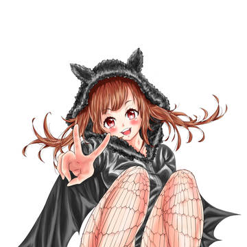 コウモリのパーカーを着た女の子